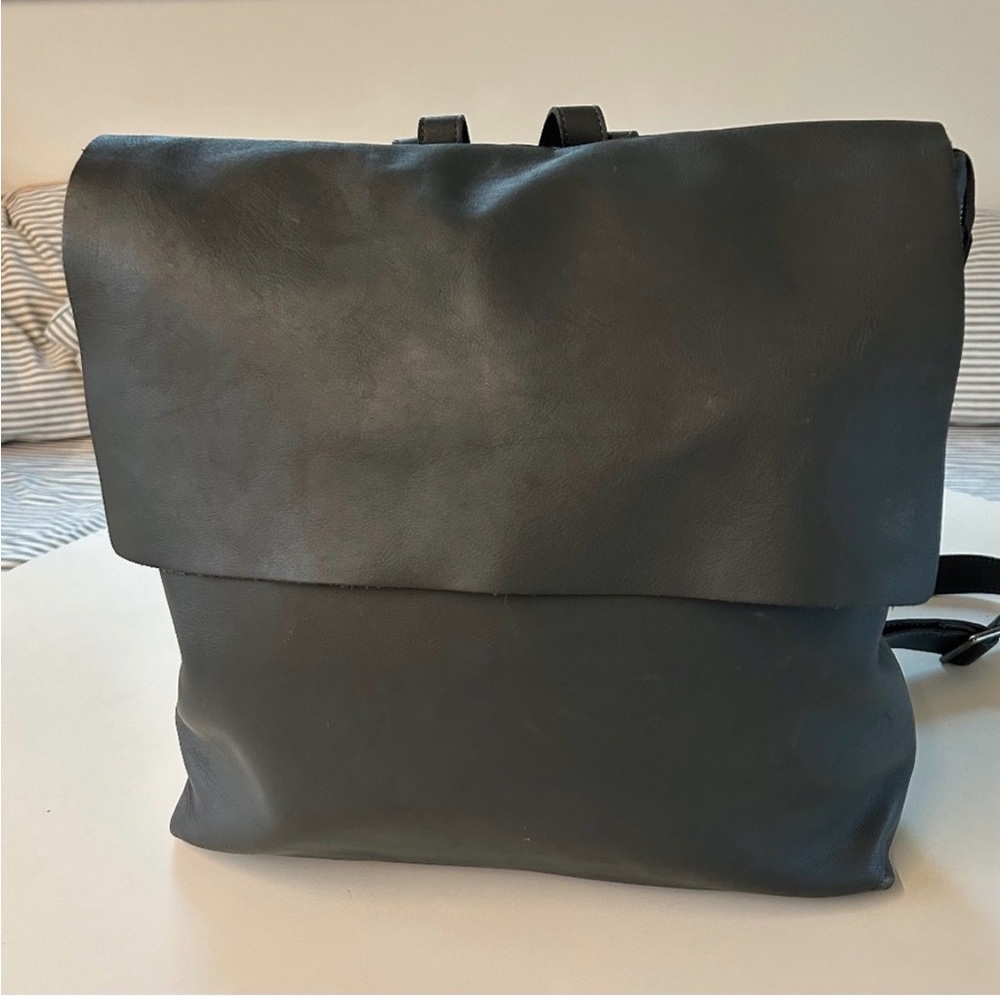 Eileen Fisher Grey Leather Backpack